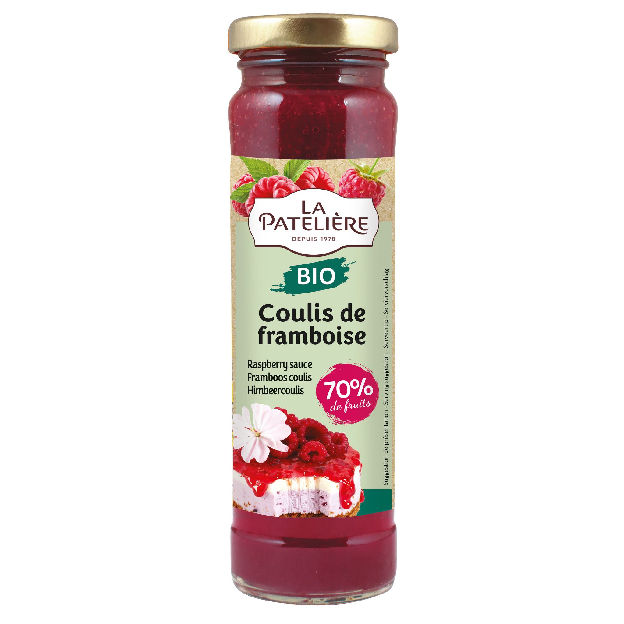 LA PATELIERE Coulis de framboise bio 165g pas cher 