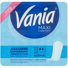 VANIA Maxi Confort serviettes hygiéniques sans ailettes normal 18 serviettes