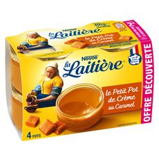 LA LAITIERE Petit pot de crème saveur caramel 4x100g