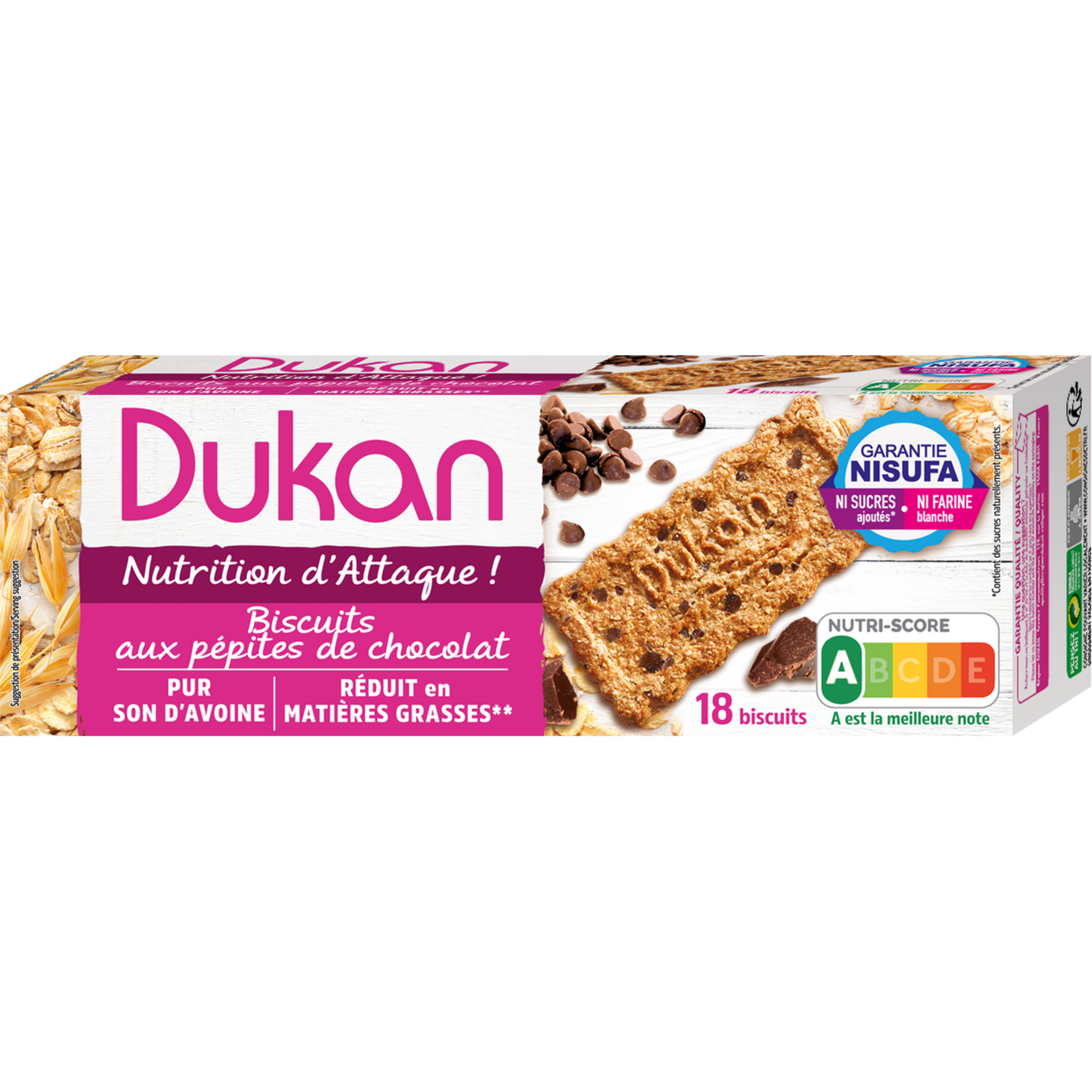 DUKAN Biscuits son d'avoine aux pépites de chocolat 225g pas cher 