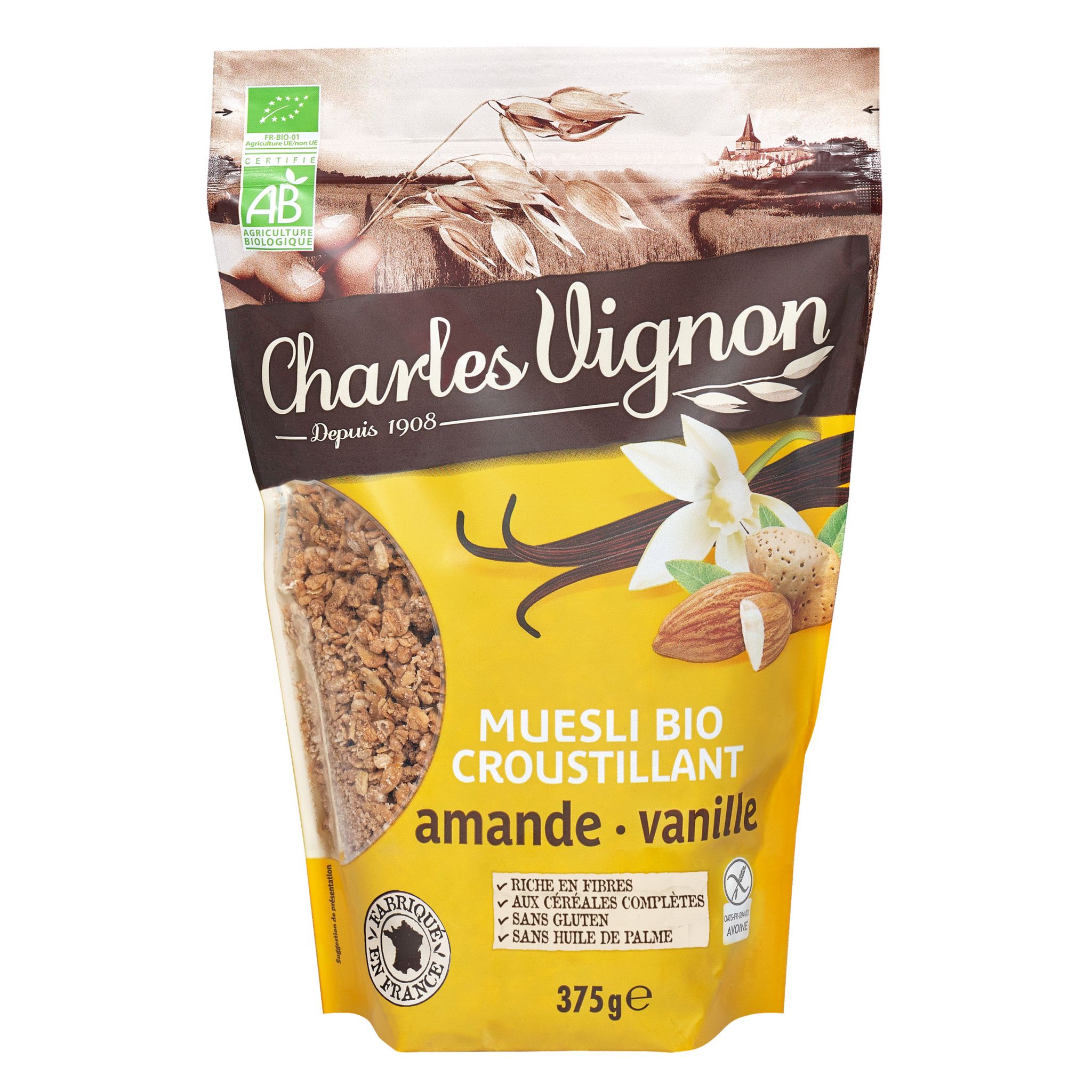 Céréales muesli croustillant protéiné noisette sans huile de palme Bio  TERRES & CEREALES BIO