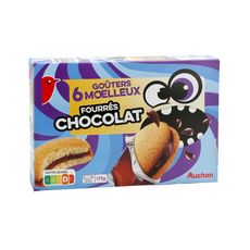 AUCHAN Biscuits moelleux fourrés au chocolat sachets individuels 6 sachets 175g