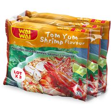 WAI WAI Nouilles asiatiques instantanées saveur crevettes 3x60g