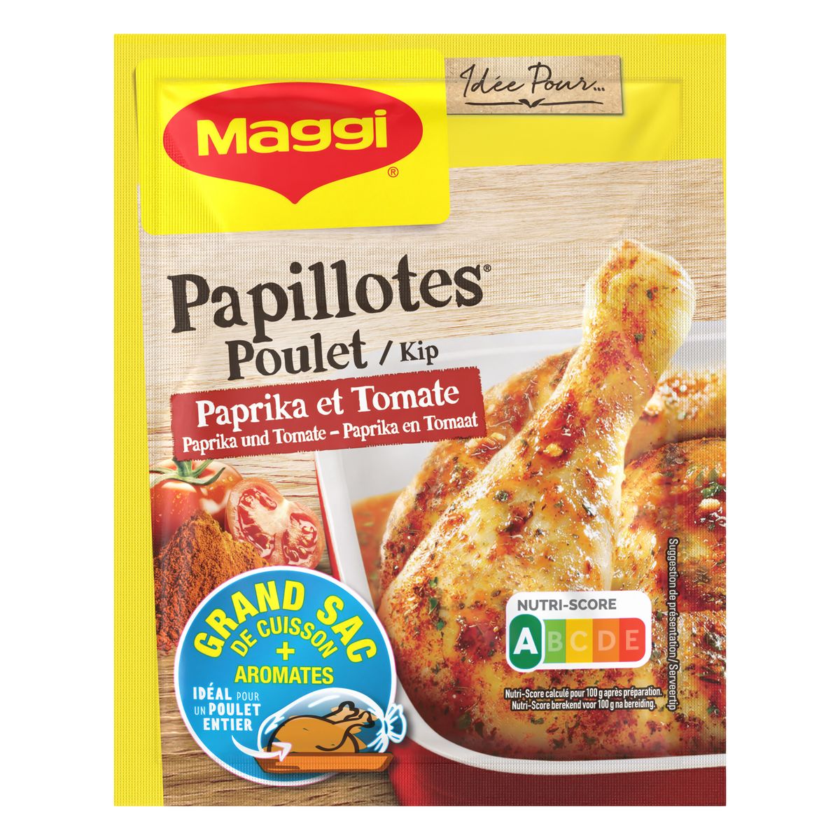 MAGGI Papillotes poulet paprika et tomate sans colorant articifiel 28g