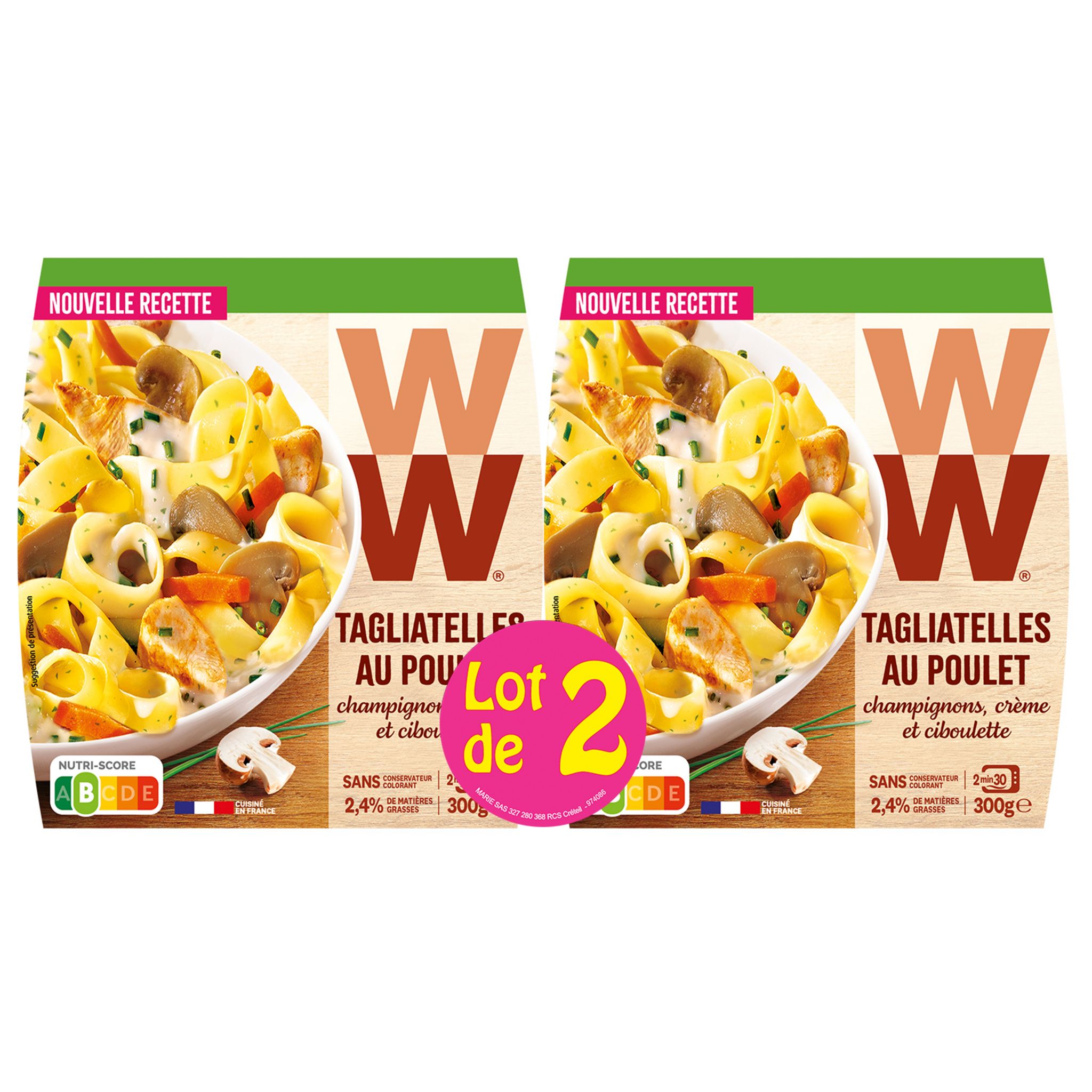 Weight Watchers - Tagliatelles au poulet, champignons, crème et ciboulette  (300g) commandez en ligne avec Flink !