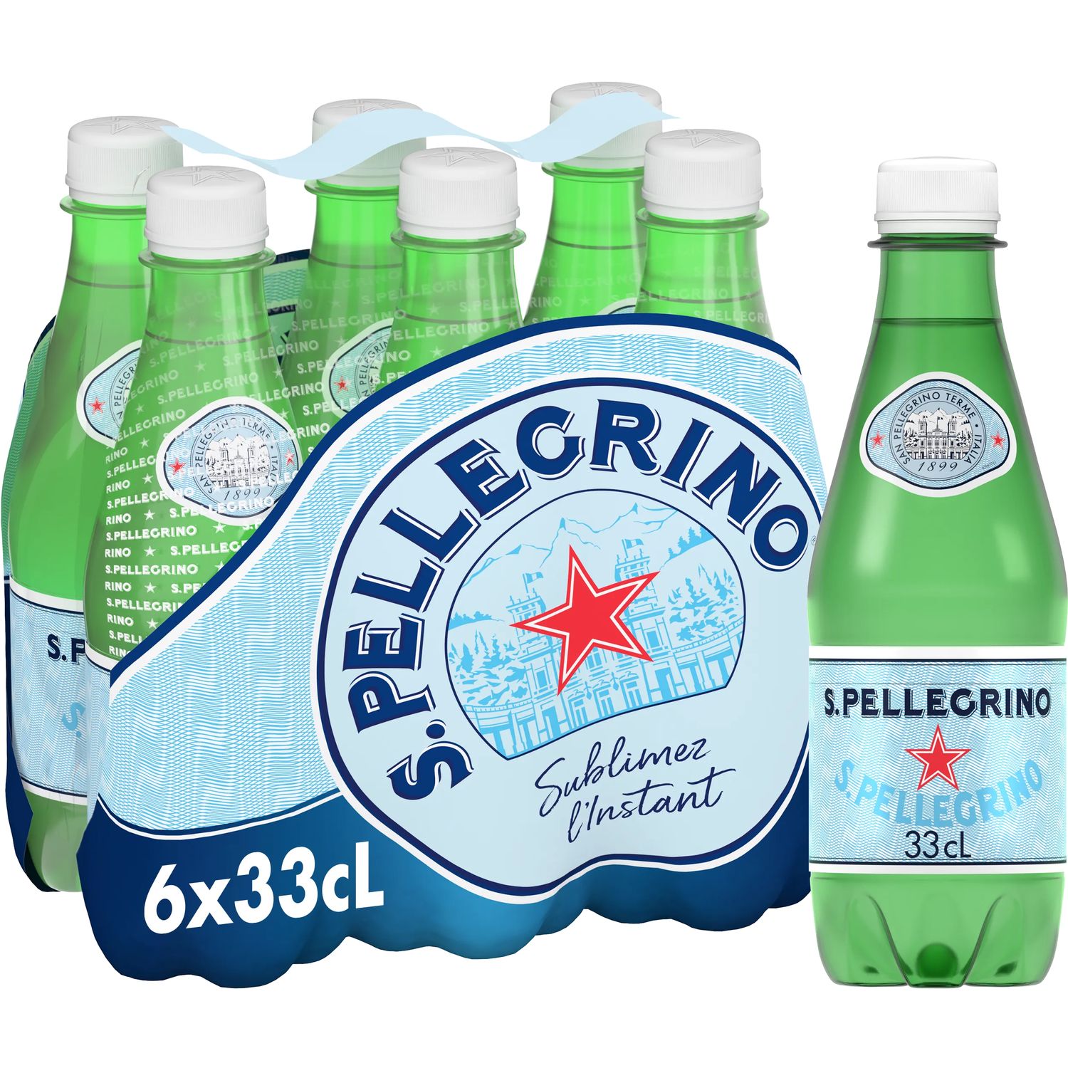 San Pellegrino - Eau minérale gazeuse d'Italie en bouteille verre