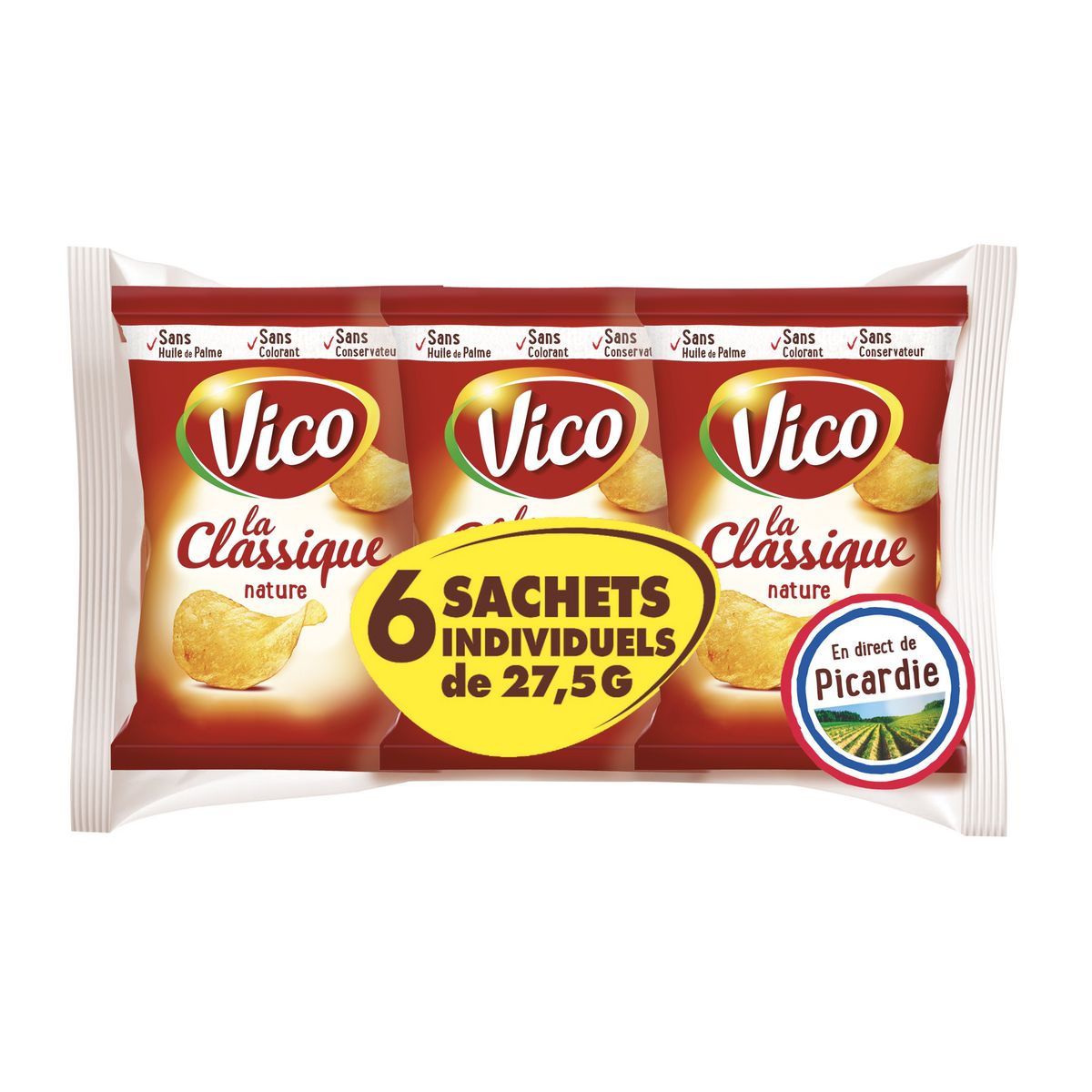 VICO Chips la Classique nature en sachets individuels lot de 6 6x27,5g