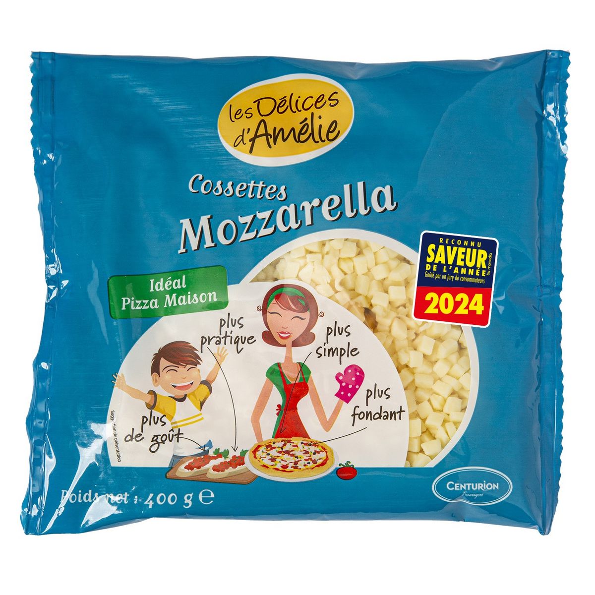 DELICES D'AMELIE Cossettes mozzarella râpé pour pizza 400g