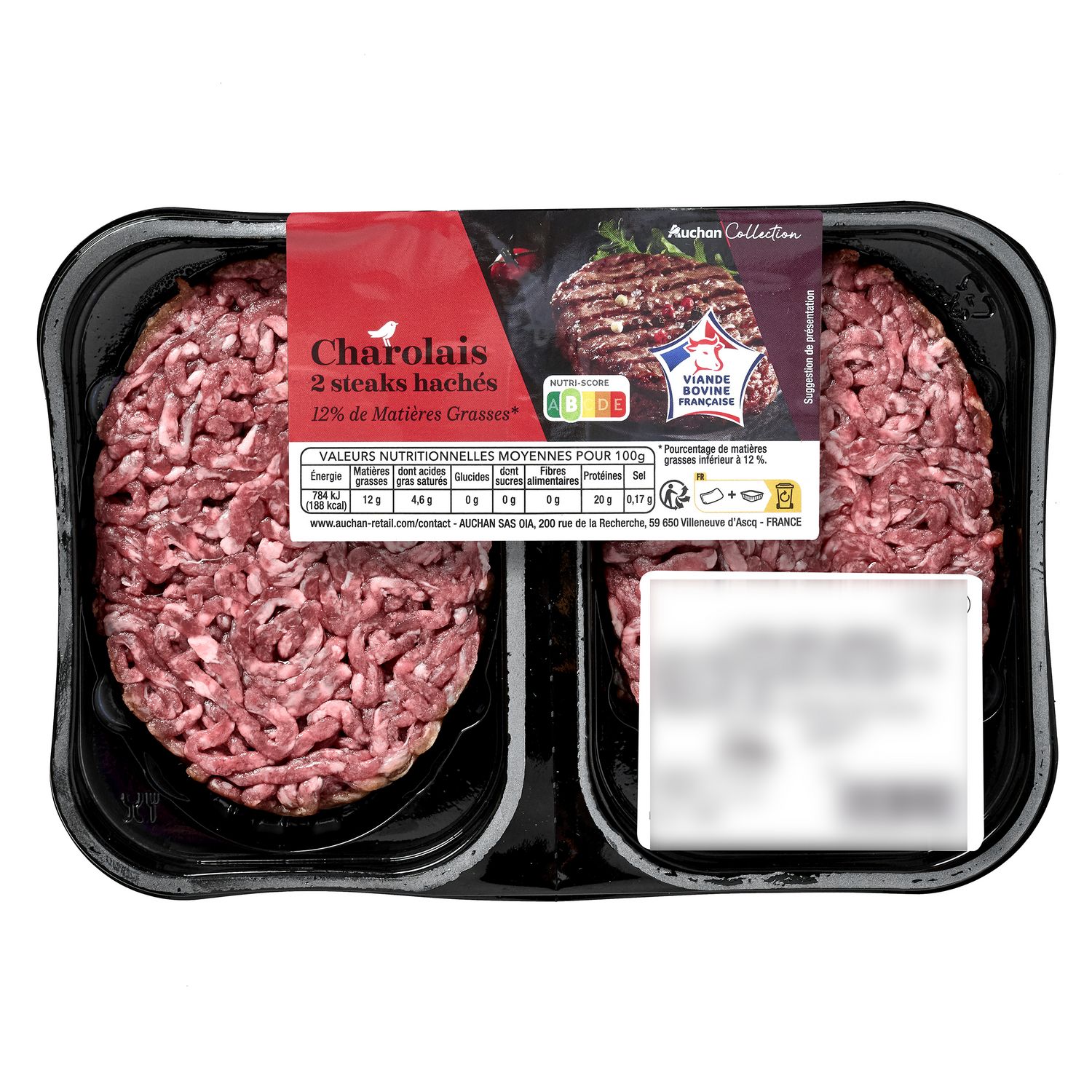 Viande hachée halal pur bœuf 20% MG CARREFOUR