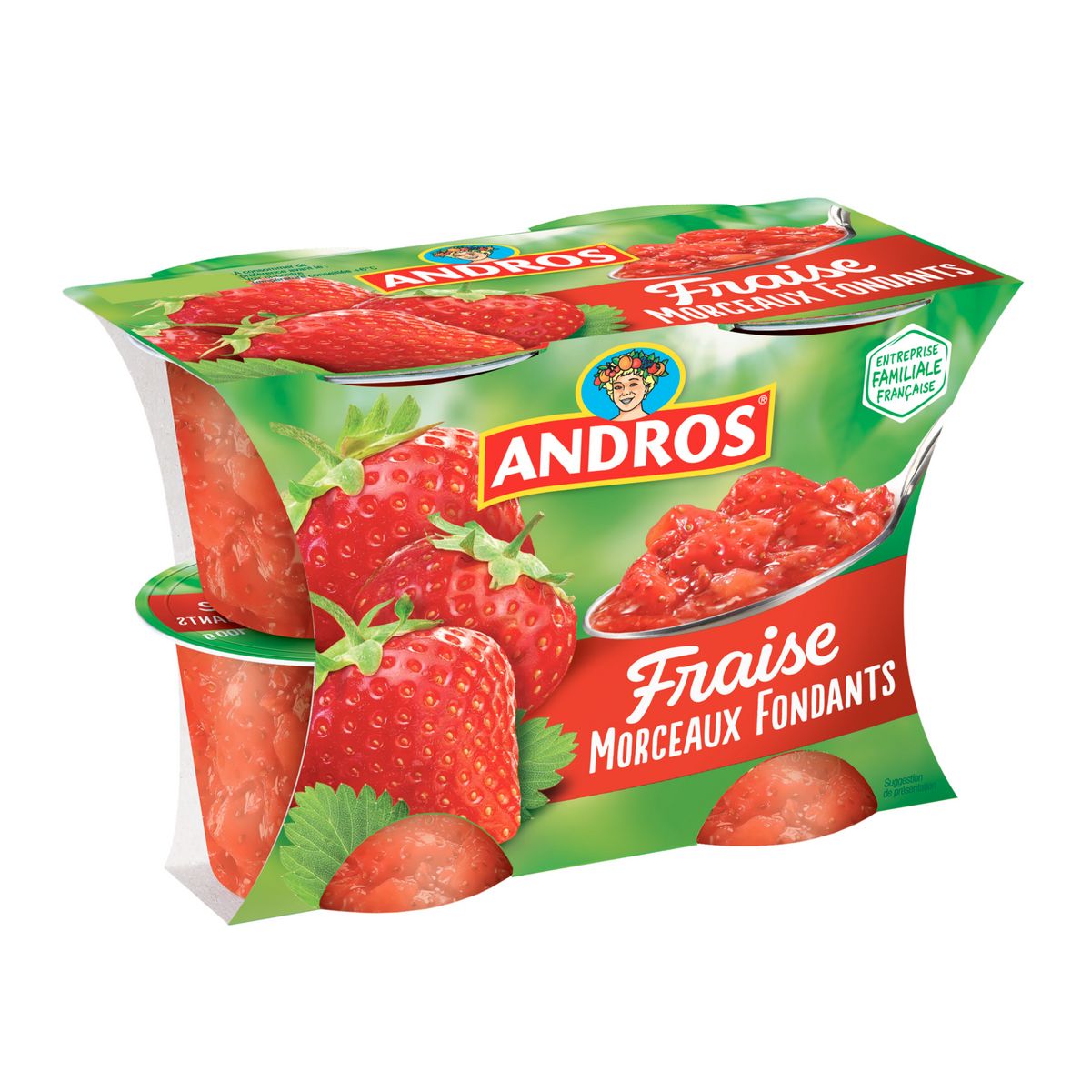 ANDROS Dessert de fruit de fraise avec morceaux 4x100g