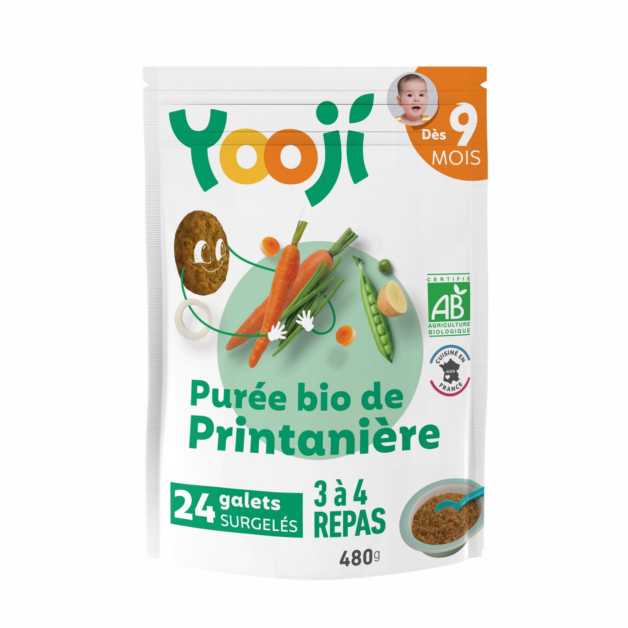 Purée de haricots verts Bio aux petits morceaux fondants surgelé