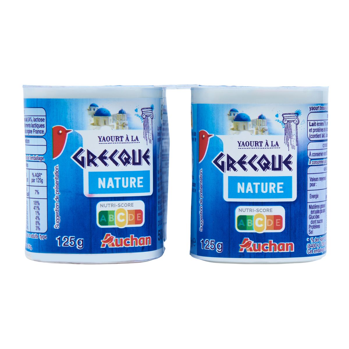 AUCHAN Yaourt à la grecque nature 4x125g pas cher 