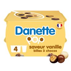 DANETTE POP Crème dessert vanille billes 3 chocolats 4x117g