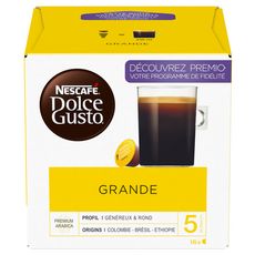 NESCAFE Capsules de café grande intensité 5 compatibles dolce gusto 16 capsules 128g