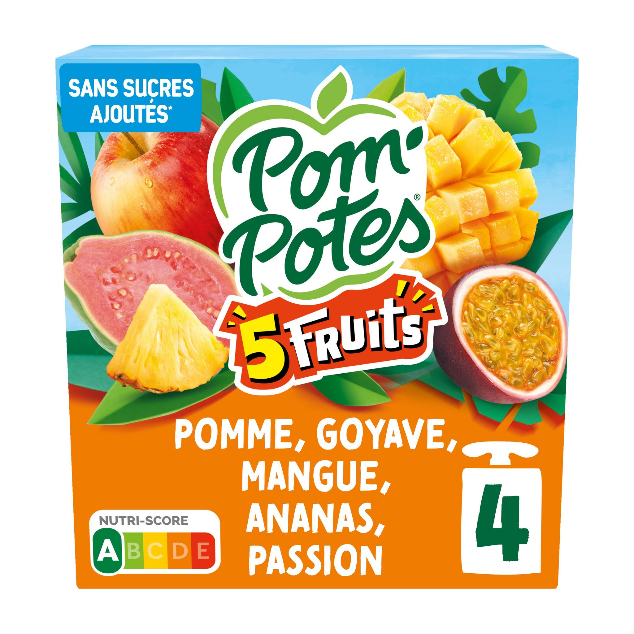 POM'POTES Gourdes Compote pomme pêche brugnon bio 4x90g pas cher