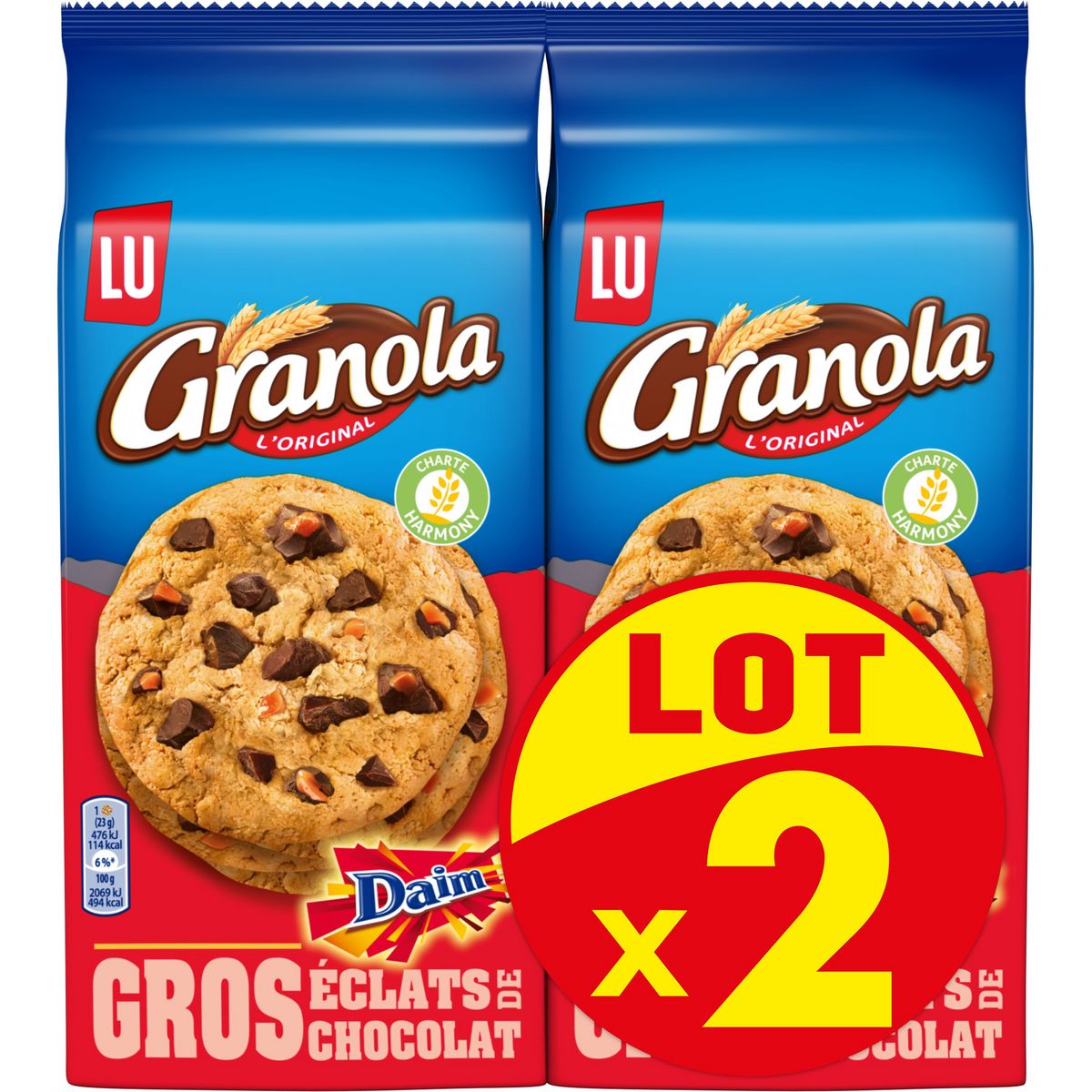 GRANOLA Cookies au daim aux gros éclats de chocolat 2x184g pas cher