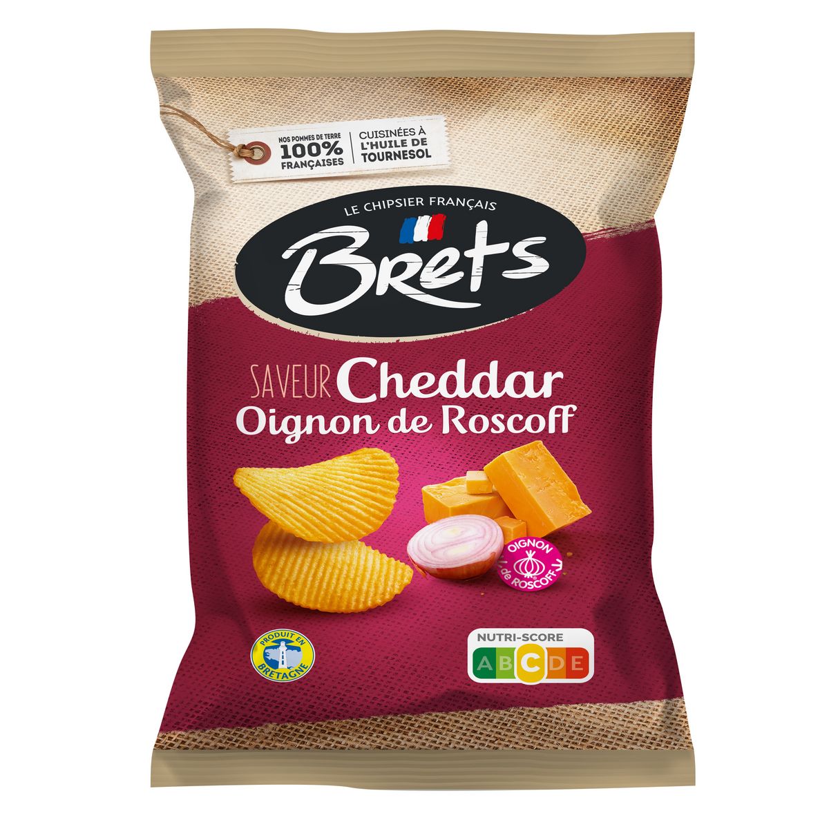 BRETS Chips ondulées saveur cheddar et oignon de Roscoff 125g