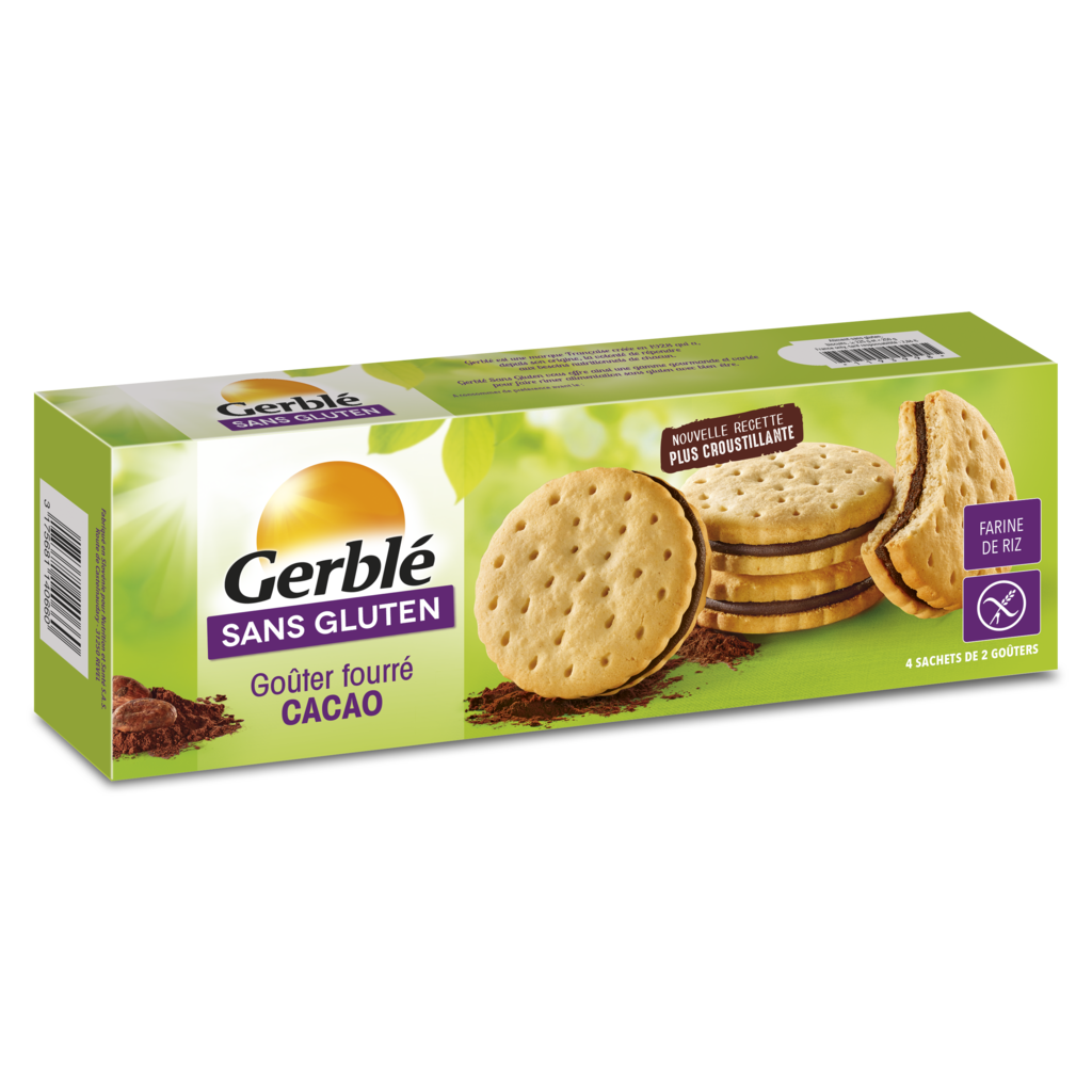 GERBLE Biscuits goûter fourrés au cacao 14 biscuits 196g pas cher 