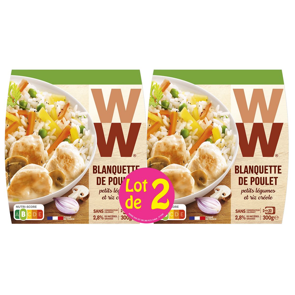 Blanquette poulet petits légumes riz créole, Weight Watchers (300 g)