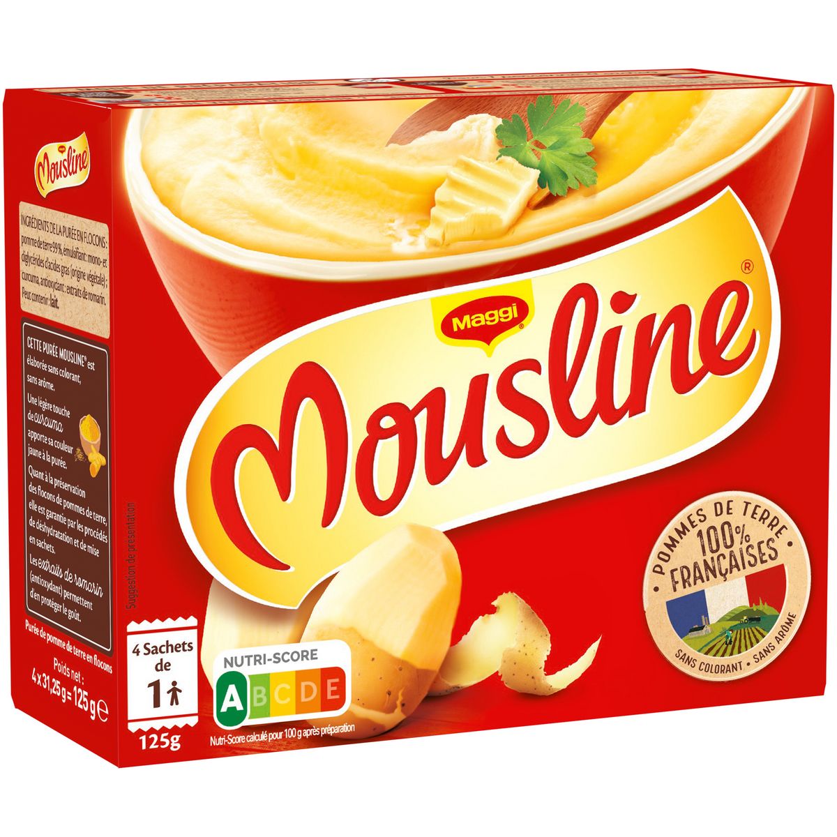 MOUSLINE Purée de pommes de terre 4x1 personne 4x31,25g pas cher 