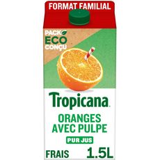 TROPICANA Pur jus d'oranges pressées avec pulpe 1,5L
