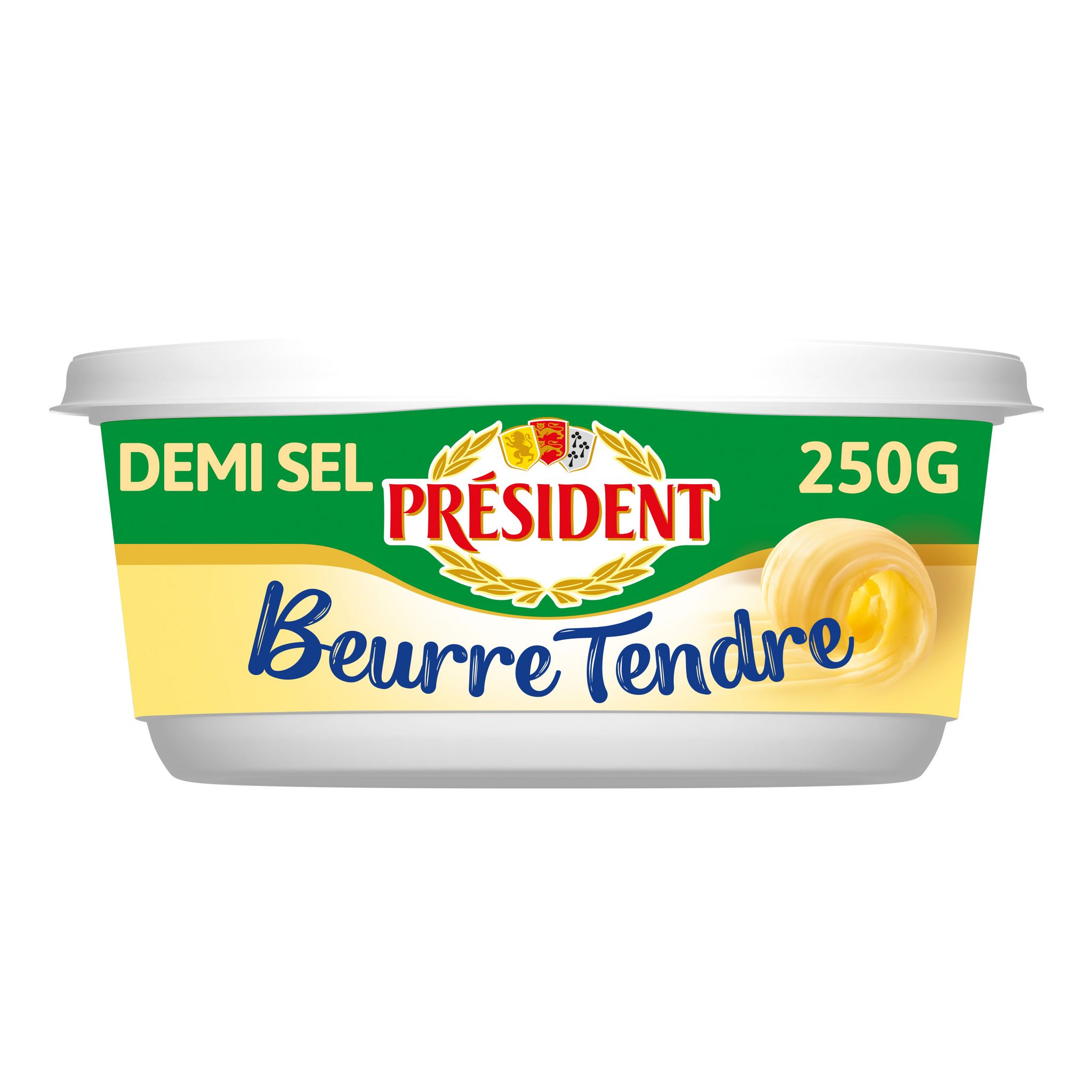 PRESIDENT Beurre tendre Président demi sel 80% MG beurrier 2x250g