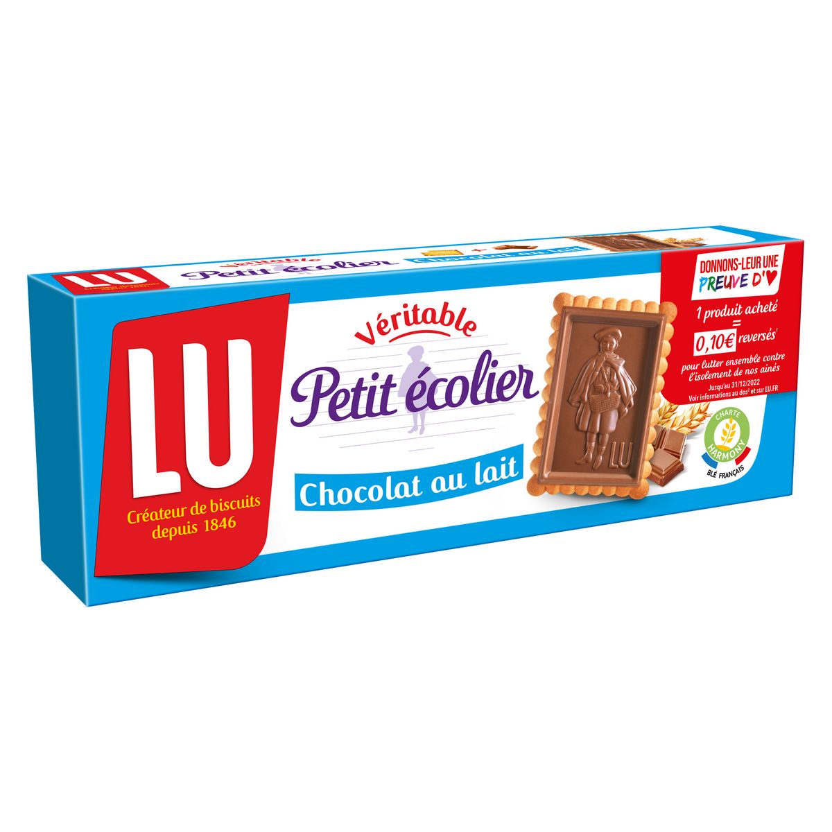 PETIT ECOLIER Biscuits petit beurre nappés au chocolat au lait 12 biscuits  150g pas cher 