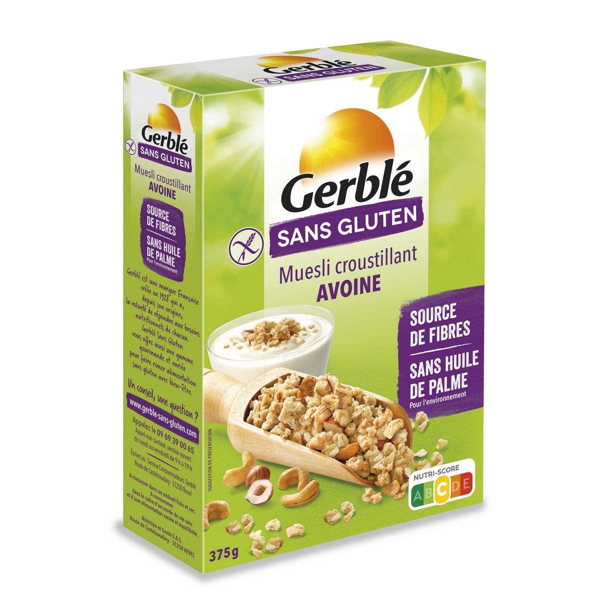 GERBLE Muesli de céréales croustillant avoine sans gluten sans