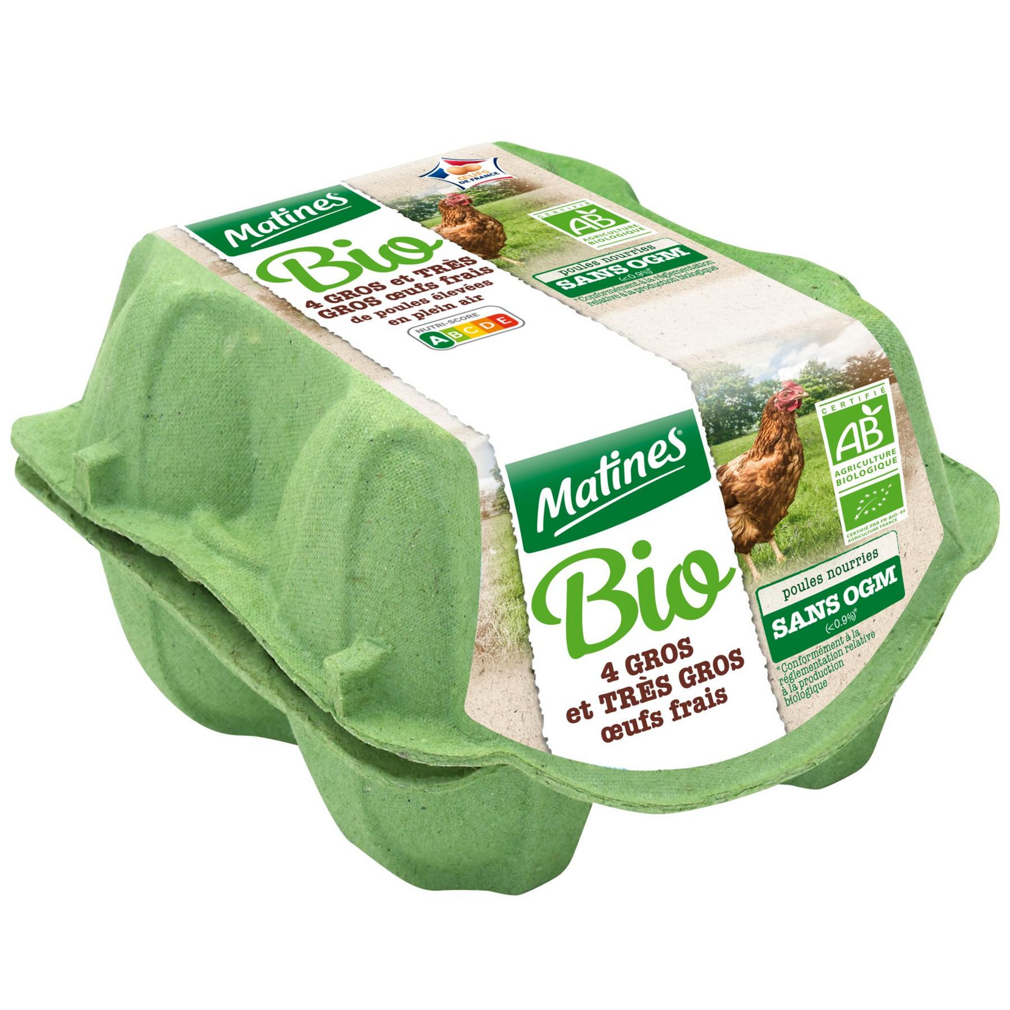 AUCHAN SOLIDAIRES BIO CULTIVONS LE BON Oeufs de poules élevées en plein air  6 œufs pas cher 