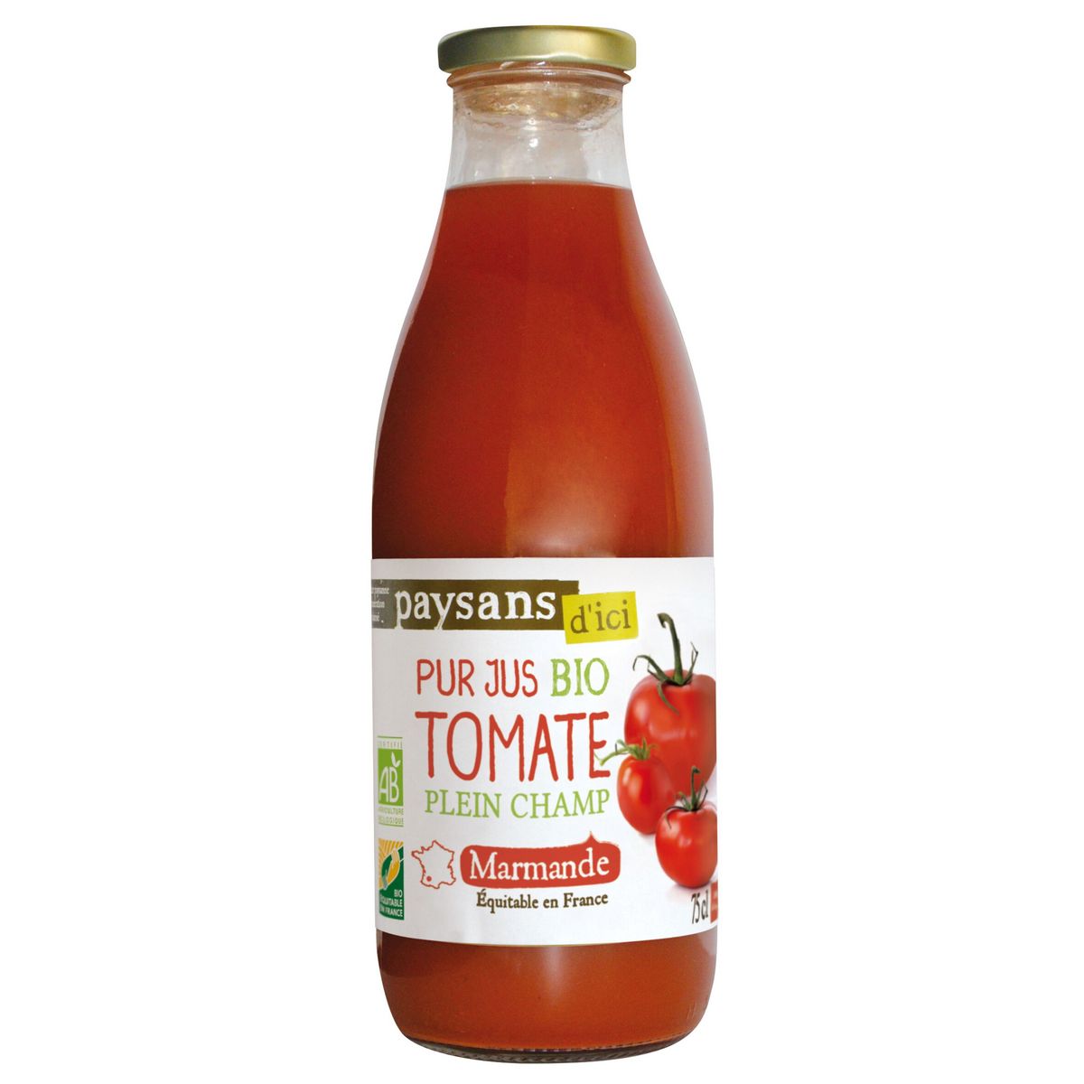 PAYSANS D'ICI Pur jus bio tomates de Marmande 75cl