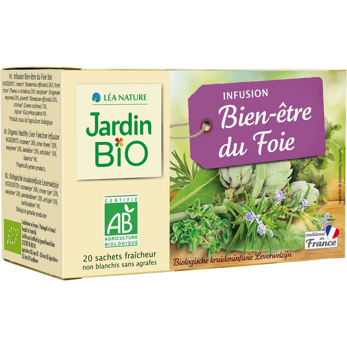 JARDIN BIO ETIC Infusion bien-être du foie 20 sachets 28g pas cher