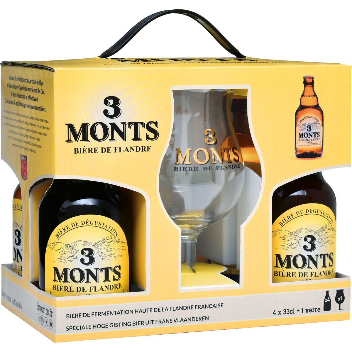 3 MONTS Bière blonde coffret 8,5% bouteilles + 1 verre 4x33cl pas cher 
