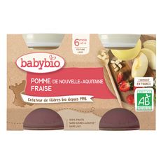 BABYBIO Petit pot dessert pomme fraise bio dès 6 mois 2x130g