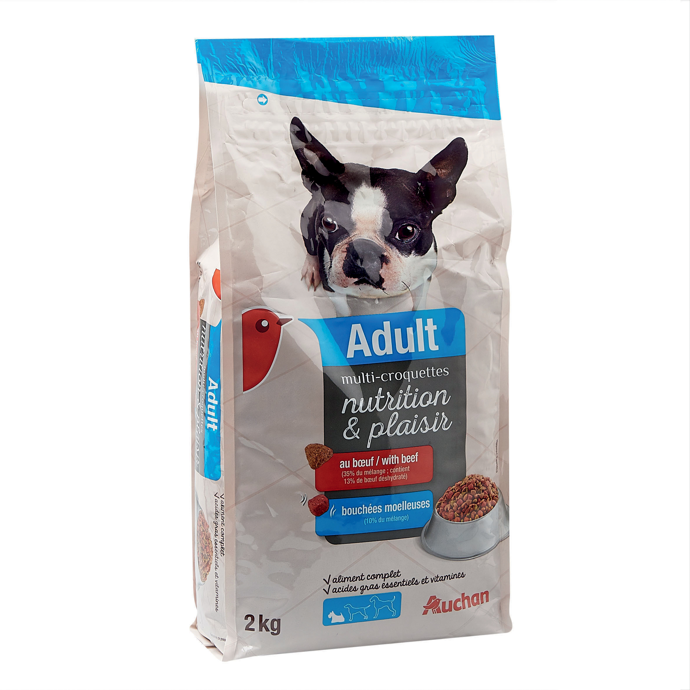 AUCHAN Adult multicroquettes au boeuf pour chat stérilisé 2kg pas