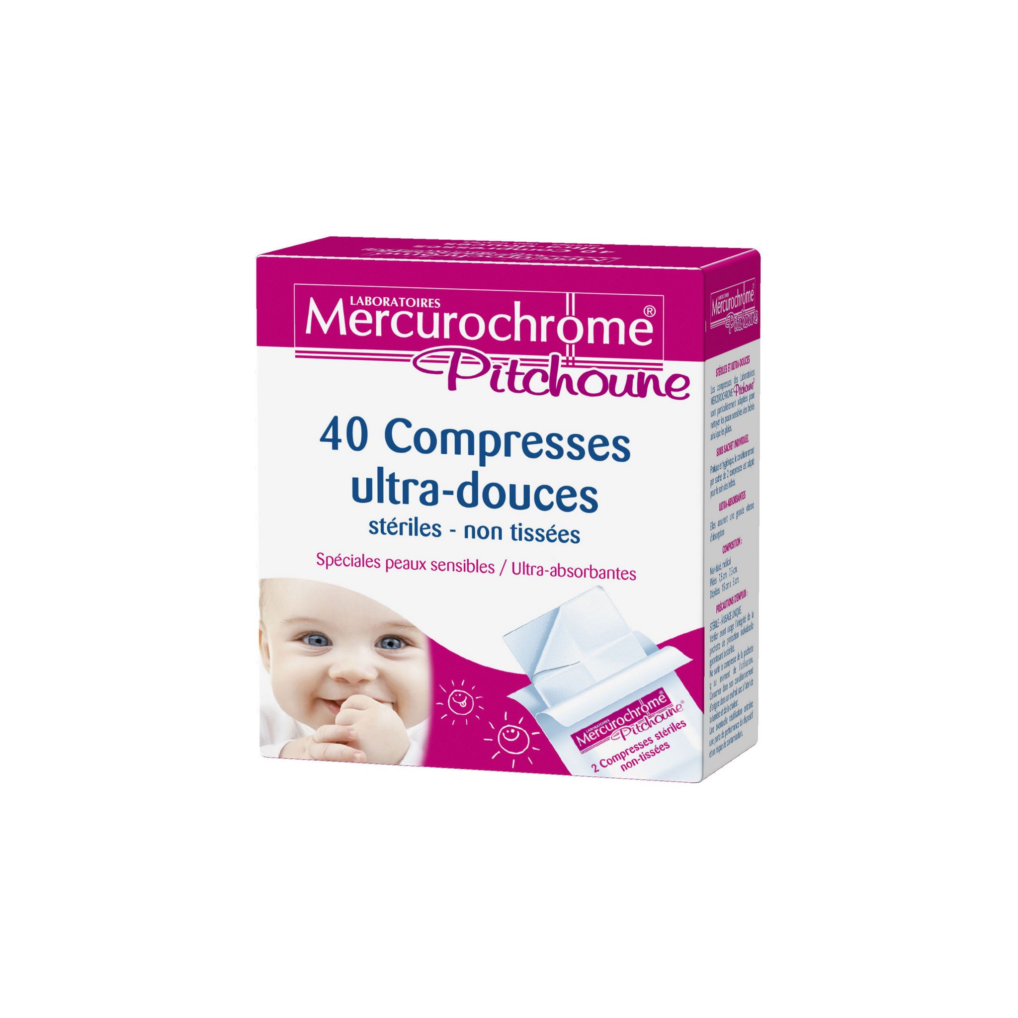 MERCUROCHROME Pitchoune compresses stériles ultra-douces 40