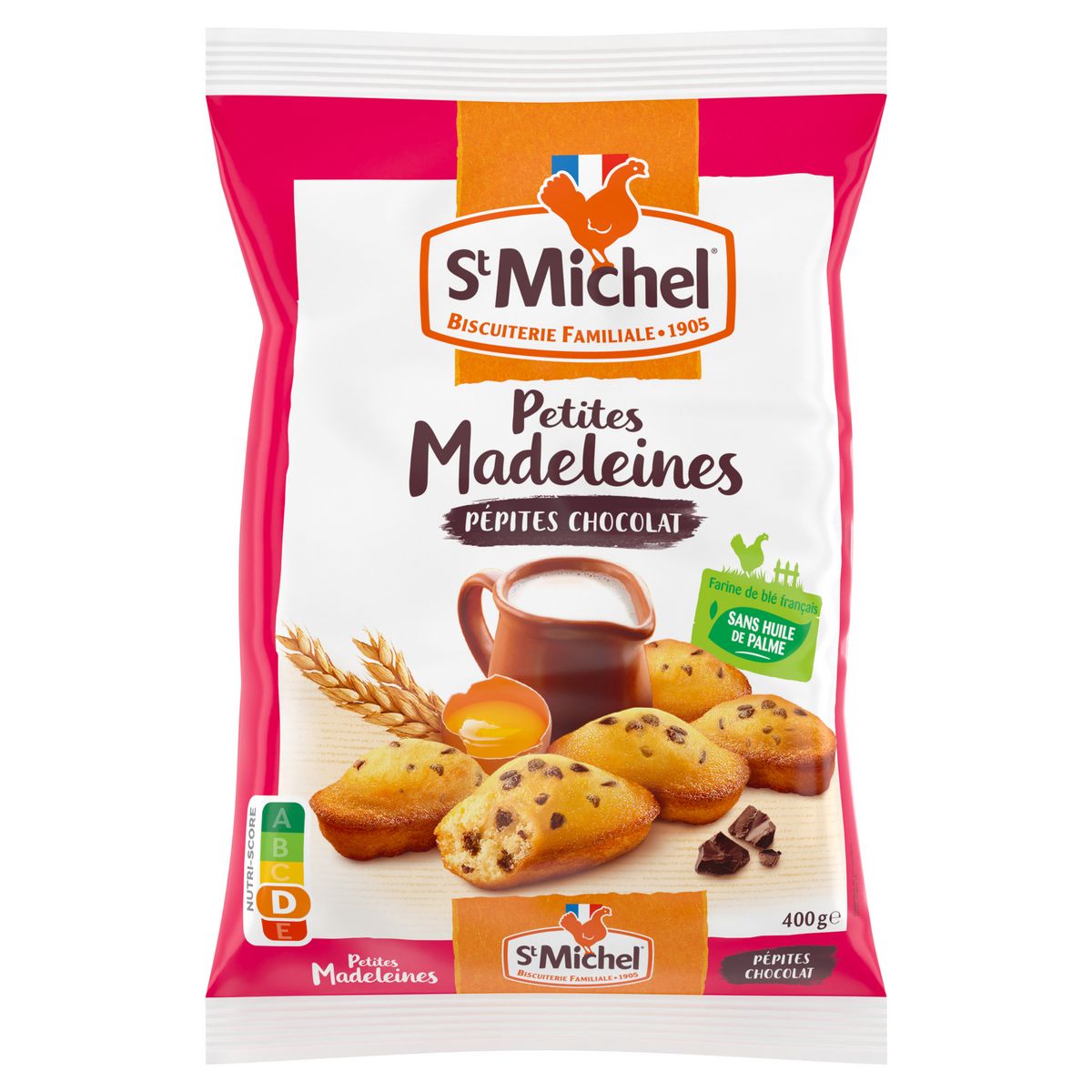 ST MICHEL Petites madeleines aux pépites de chocolat sans huile de palme 400g