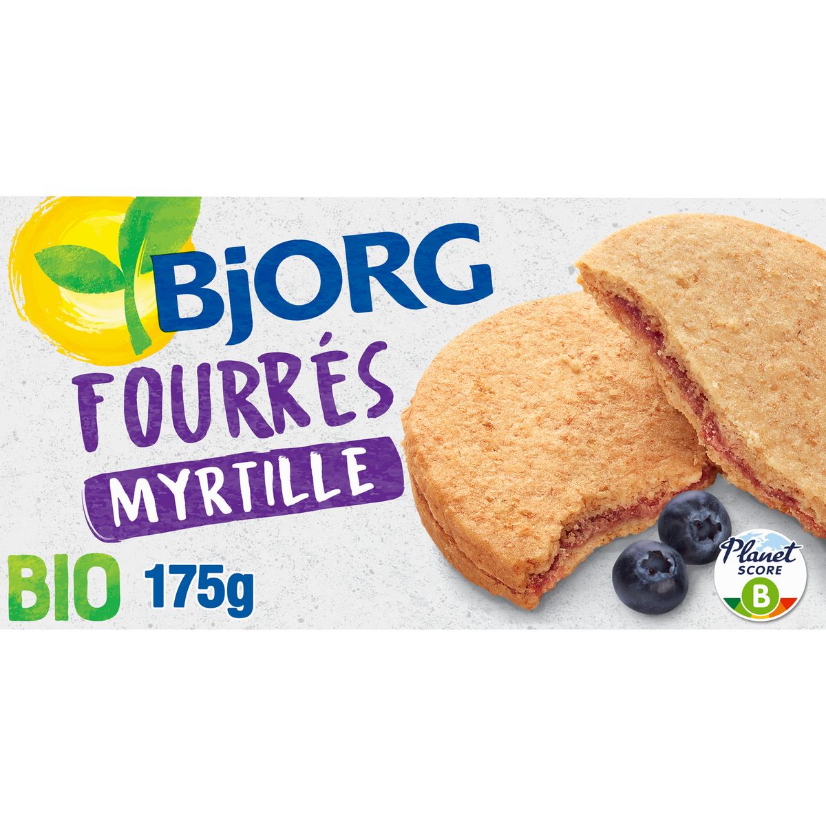 BJORG Biscuits bio fourrés à la myrtille sans huile de palme 175g