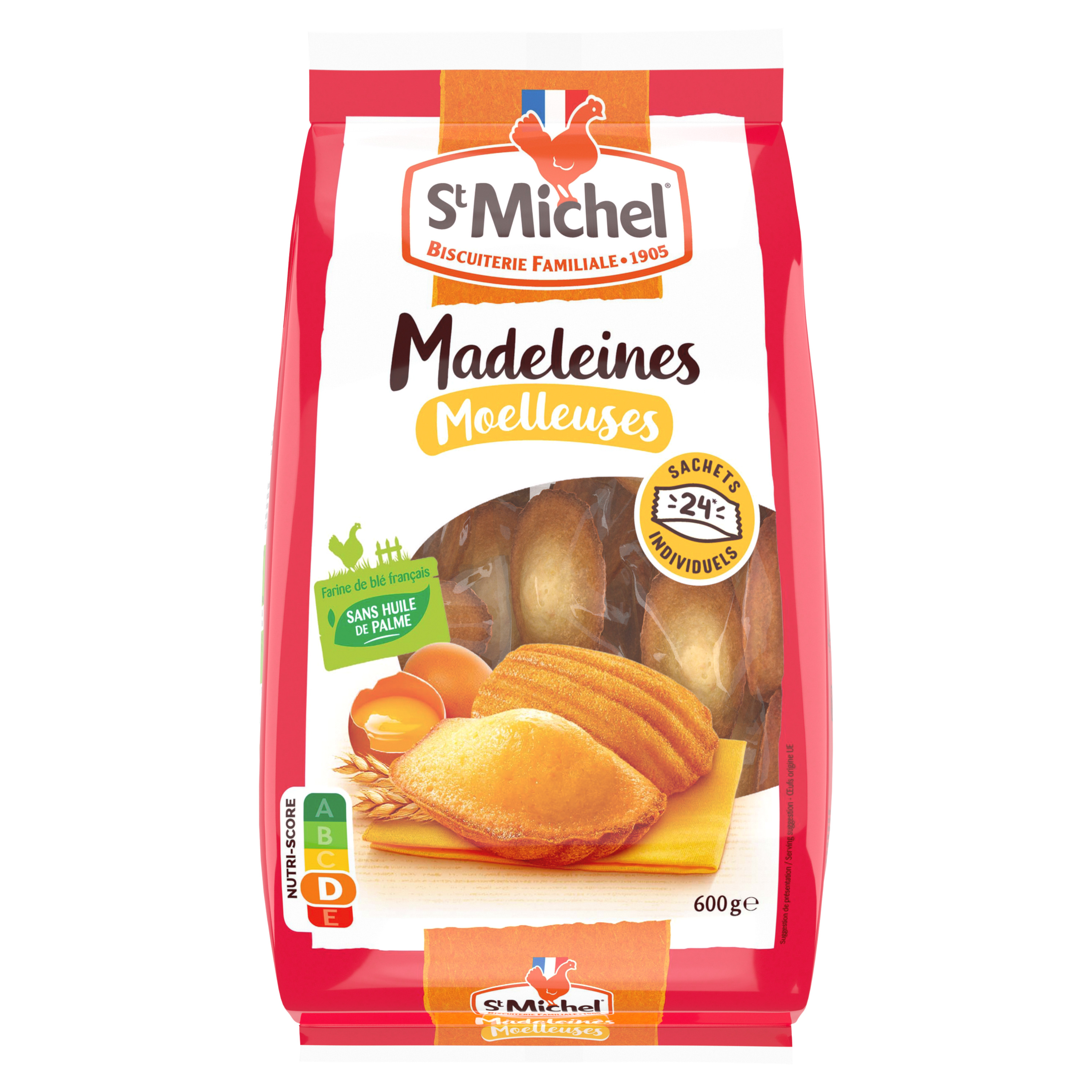 ST MICHEL Madeleines moelleuses, sachets individuels 24 madeleines 600g pas  cher 