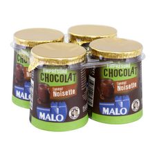 MALO Dessert emprésuré saveur chocolat noisette 4 pièces 500g