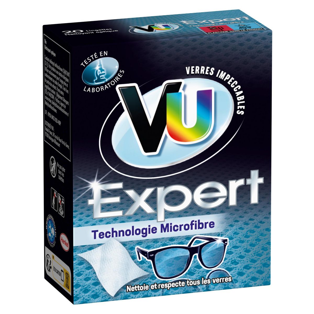 VU Lingettes microfibre optiques pour lunettes 20 lingettes pas cher 