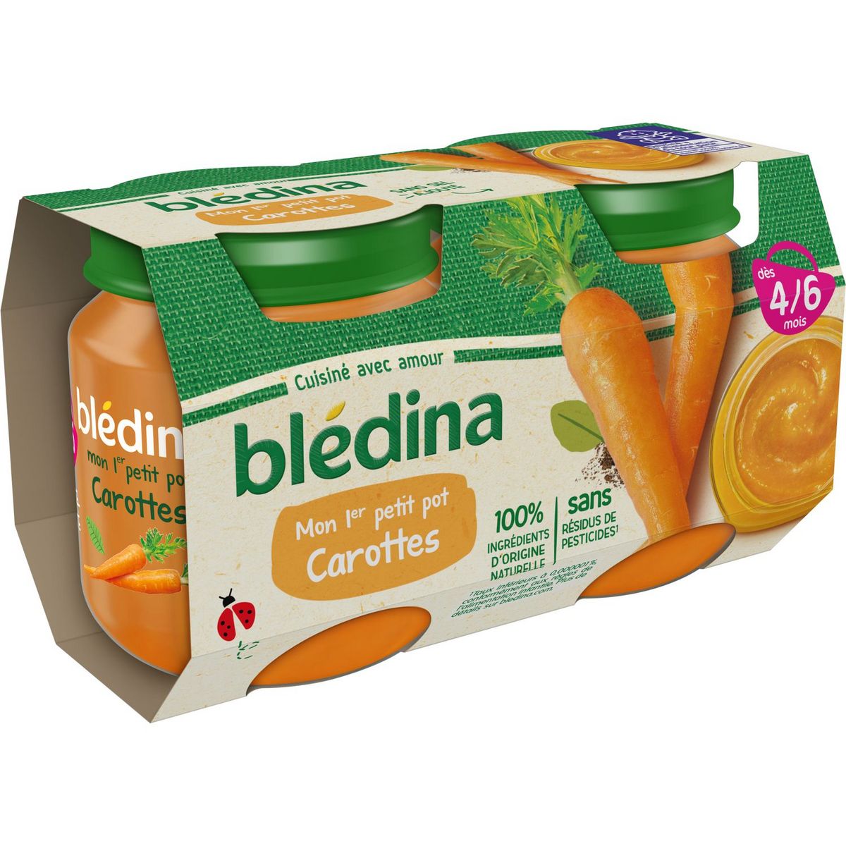 Petits pots bébé dès 4/6 mois, carottes BLEDINA : les 2 pots de 130 g à  Prix Carrefour