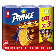 PRINCE Biscuits fourrés goût chocolat au blé complet ouverture facile Lot de 3 3x300g