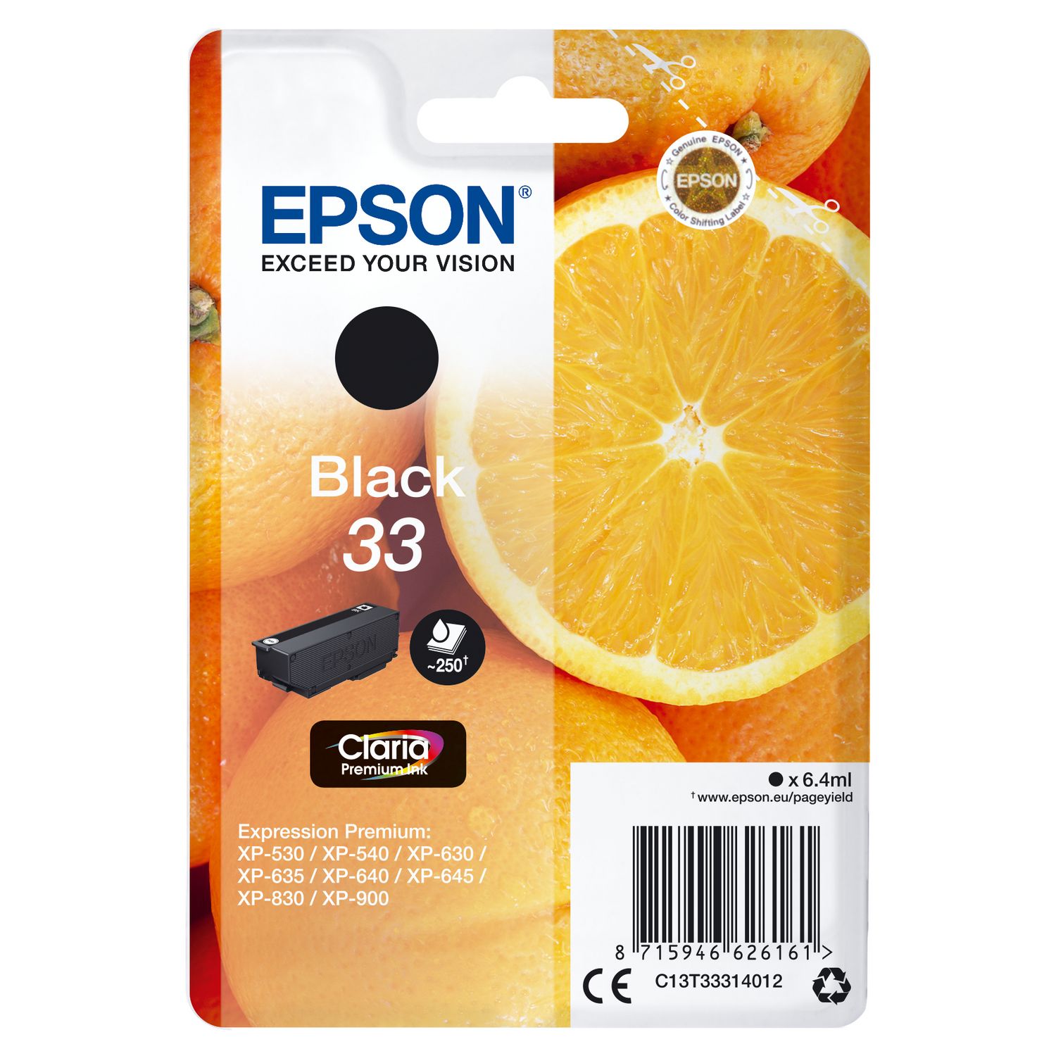 EPSON Cartouche Noir 33 - 250 Pages - Compatible XP-530 / XP-540 / XP-630 /  XP-635 / XP-640 / XP-645 / XP-830 / XP-900 pas cher 