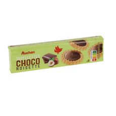 AUCHAN Tartelettes nappées de chocolat 8 biscuits 150g