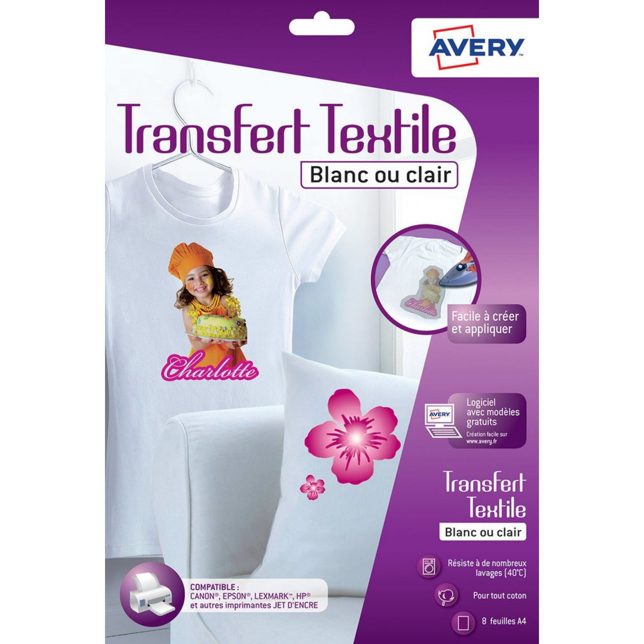 AVERY Papier transfert Textile, A4, blanc