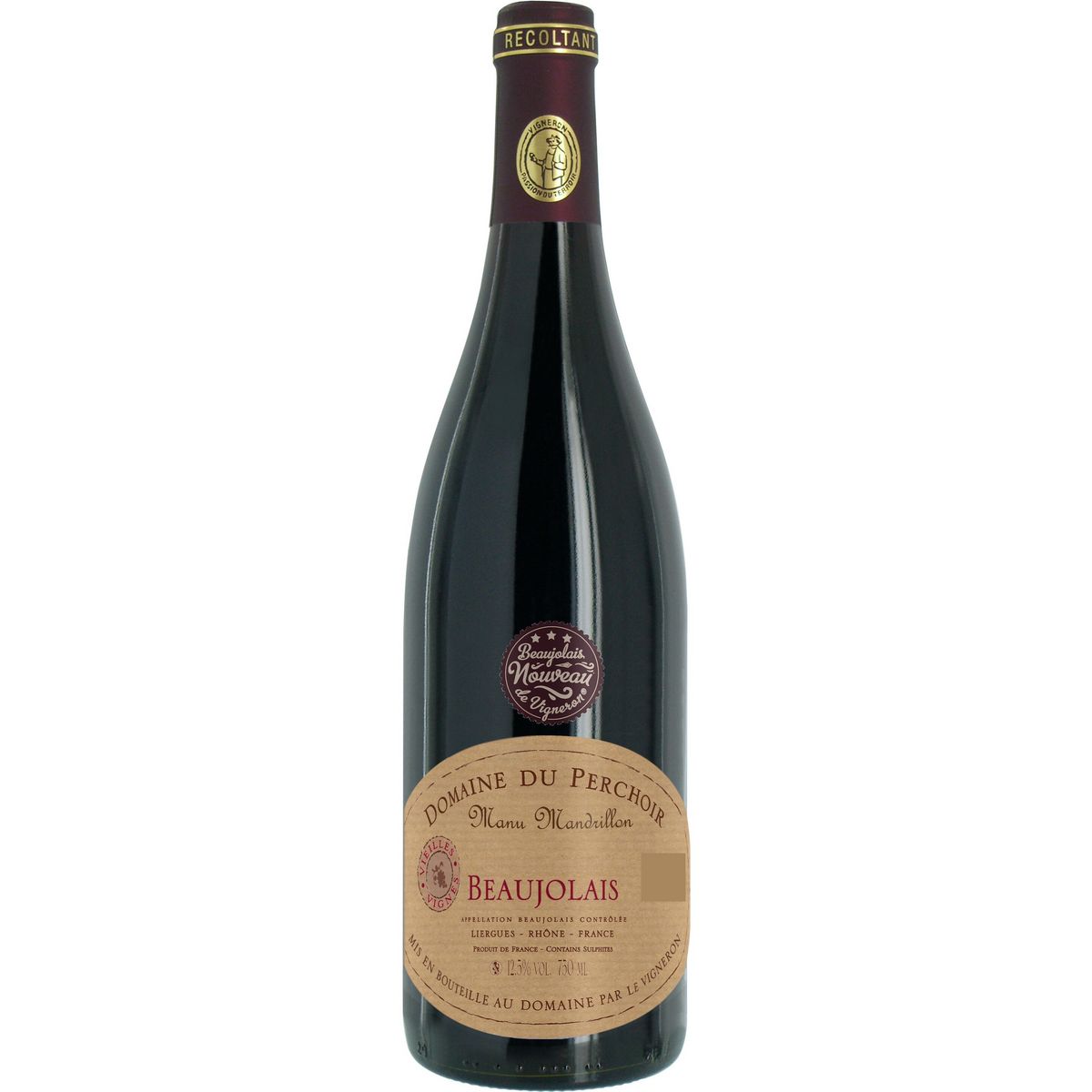 Vin rouge AOP Beaujolais nouveau Domaine du Perchoir Manu Mandrillon 2022 75cl