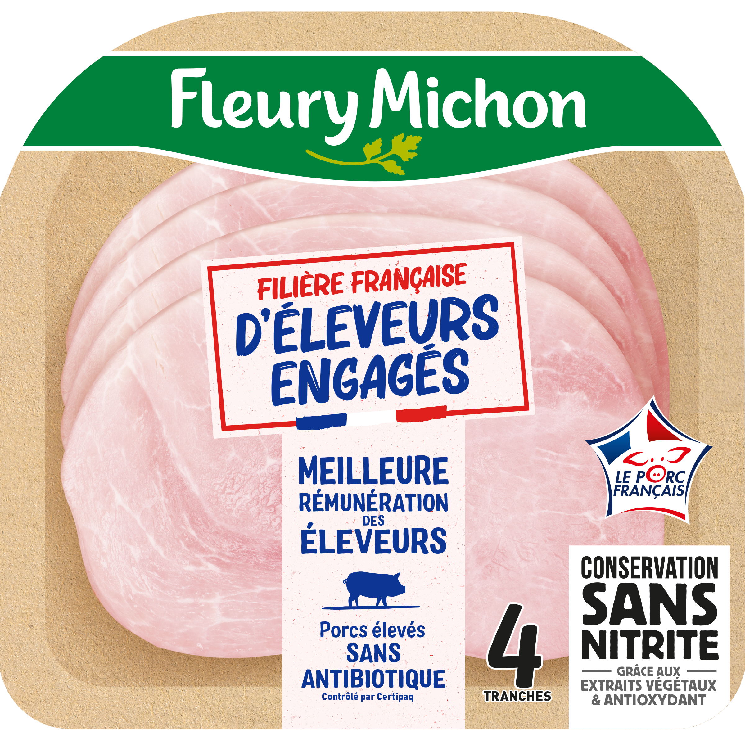 Jambon blanc Label Rouge conservation sans nitrite FLEURY MICHON