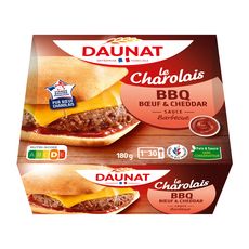 DAUNAT Le Charolais Burger bœuf & cheddar sauce barbecue 1 pièce 180g