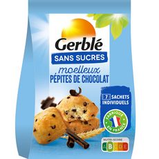GERBLE Moelleux aux pépites de chocolat sans sucres ajoutés 7x28g 196g