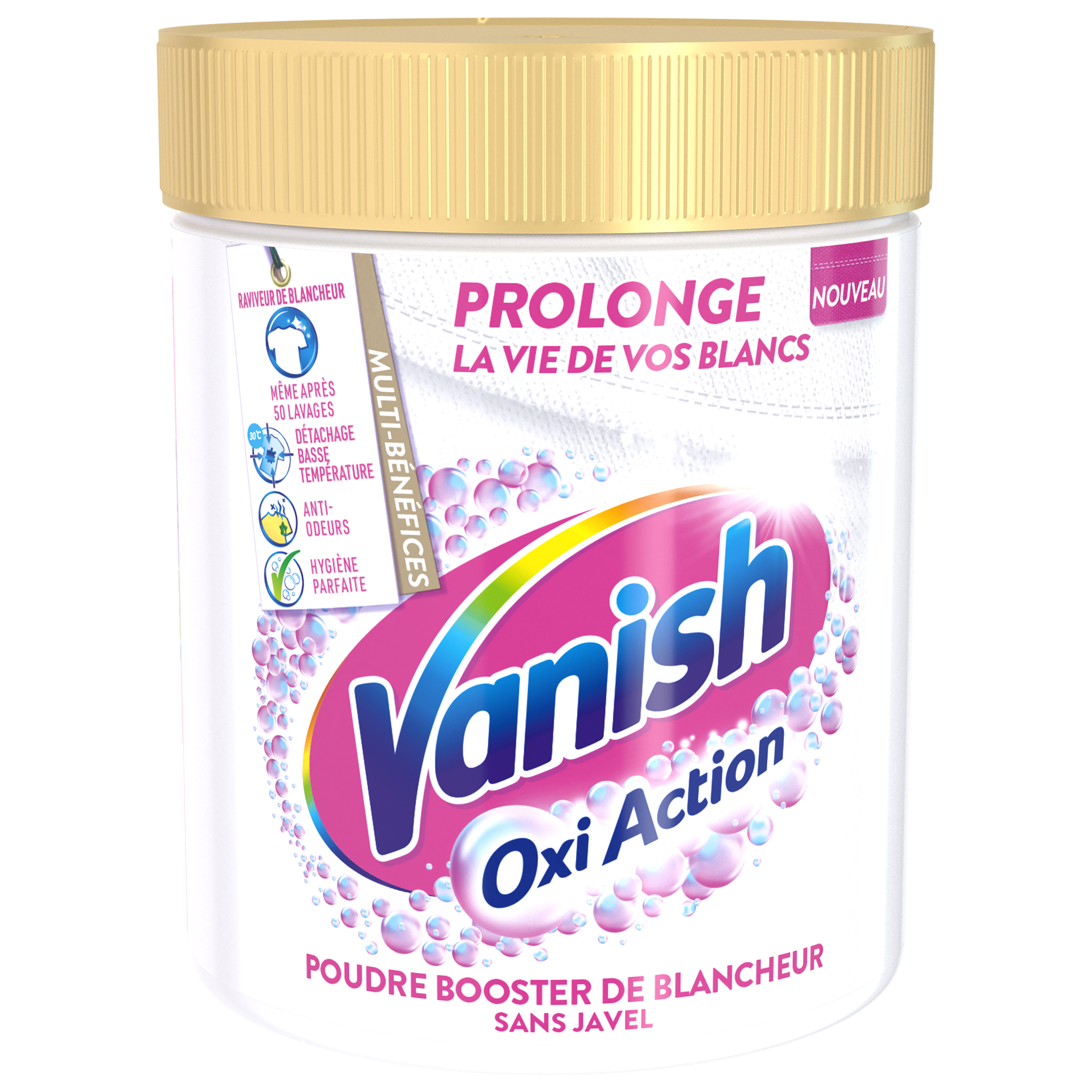 Vanish Détachant Oxi Action Blanc Poudre efficace dès 20° - Lot de 6 Pots  de 1410g